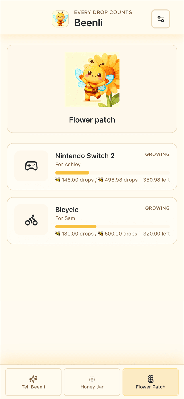 Flower Patch savings goals